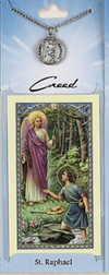 St Raphael Prayer Card with Pewter Medal