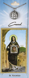 St Veronica Prayer Card with Pewter Medal