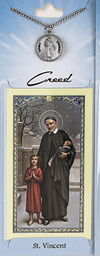 St Vincent Prayer Card with Pewter Medal