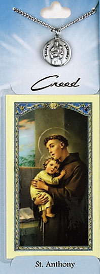 St Anthony Prayer Card with Pewter Medal