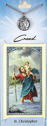 St Christopher Prayer Card with Pewter Medal