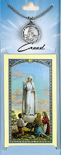 Lady of Fatima Prayer Card with Pewter Medal