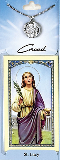 St Lucy Prayer Card with Pewter Medal