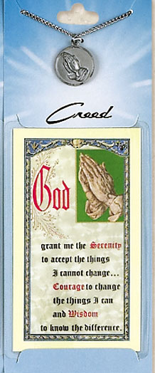 Praying Hands Prayer Card with Pewter Medal