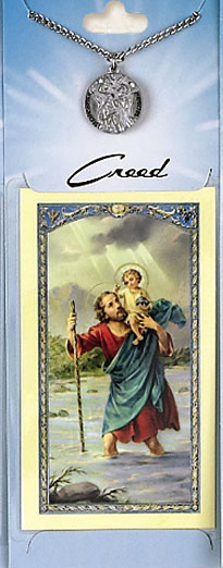 St Christopher Prayer Card with Pewter Medal