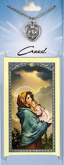 Prolife Rose Prayer Card with Pewter Medal