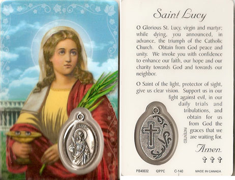 St Lucy Laminated Prayer Card