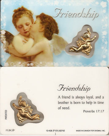 Friendship Laminated Prayer Card with Medal