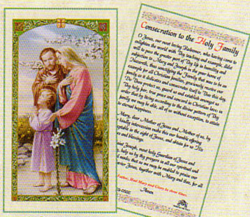 Consecration to the Holy Family Laminated Prayer Card