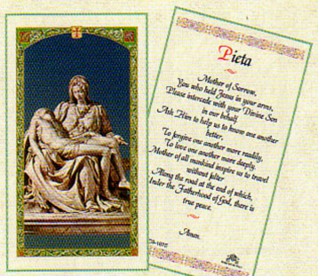 Pieta Blessing Laminated Prayer Card