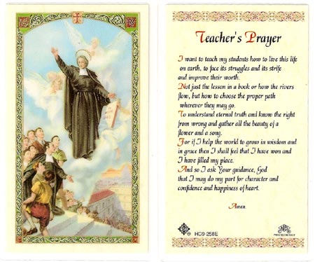 Teacher&#39;s Laminated Prayer Card
