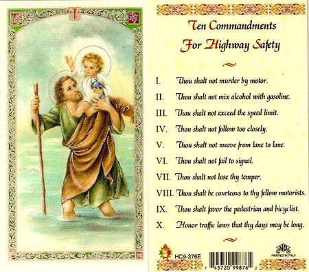 Commandments for Travel Laminated Prayer Card