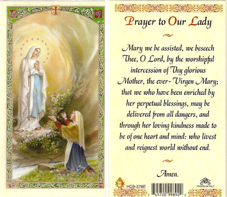 Prayer to Our Lady Laminated Prayer Card