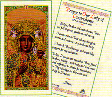 Our Lady of Czestochowa Laminated Prayer Card