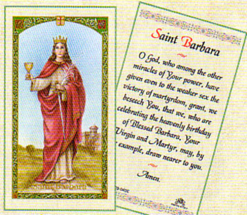 Saint Barbara Laminated Prayer card