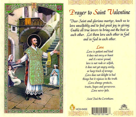 Saint Valentine Laminated Prayer Card