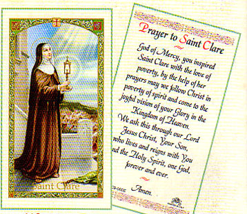Saint Clare Laminated Prayer Card