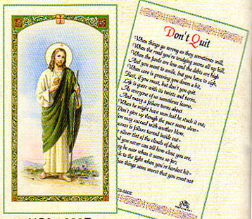 Saint Jude - Don&#39;t Quit Laminated Prayer Card
