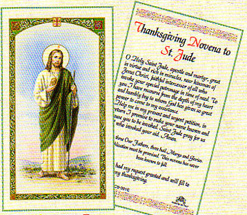 Saint Jude Thanksgiving Laminated Prayer Card