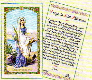 Saint Philomena Laminated Prayer Card