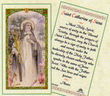 Saint Catherine Sienna Laminated Prayer Card