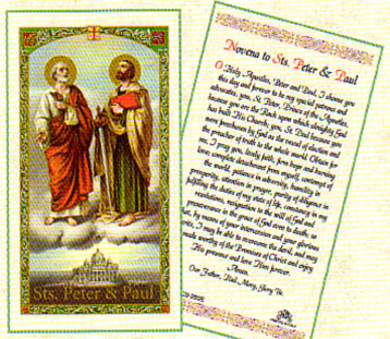 Saint Peter &amp; Paul Novena Laminated Prayer Card
