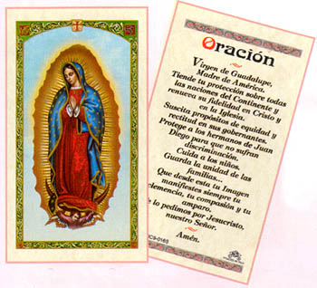Oracion Virgen de Guadalupe Laminated Prayer Card