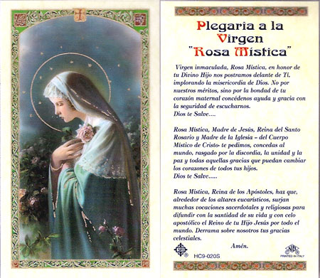 Plegaria a la Rosa Mistica Laminated Prayer Card