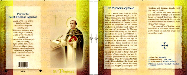 St. Thomas Biography Prayer Card
