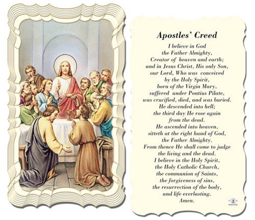 Apostle&#39;s Creed Linen Prayer Card