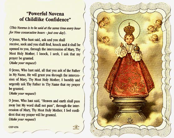 Infant of Prague Linen Prayer Card