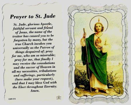 St Jude Linen Prayer Card