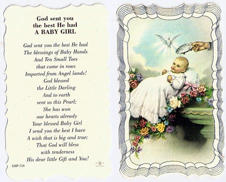 Baby Girl Linen Prayer Card