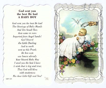 Baby Boy Linen Prayer Card