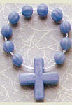 Blue Plastic Rosary Ring with Rope Cord