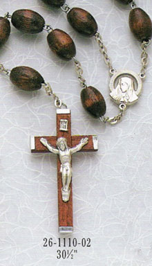 30-Inch Dark Brown Wood Family Rosary