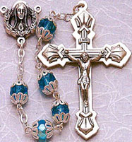 Double Capped Aqua Glass Bead rosary
