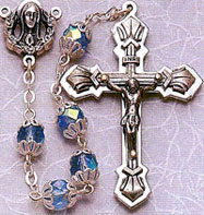 Double Capped Blue Glass Bead rosary