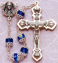 Double Capped Dark Blue Glass Bead rosary