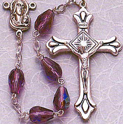 Amethyst Teardrop Glass Bead Rosary