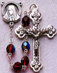 Tin Cut Crystal Rosary - Garnet
