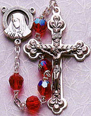 Tin Cut Crystal Rosary - Ruby