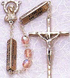Mysteries Rosary with Square Metal Bars - Pink