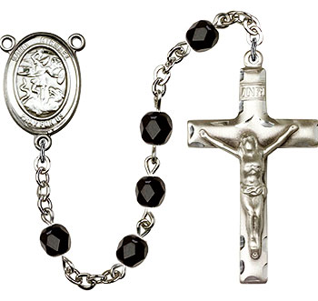 Saint Michael Black Crystal Rosary