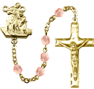 Saint Anne Pink Crystal Rosary