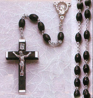 Italian Black Plastic Bead Rosary