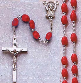 Red Plastic Bead Rosaries