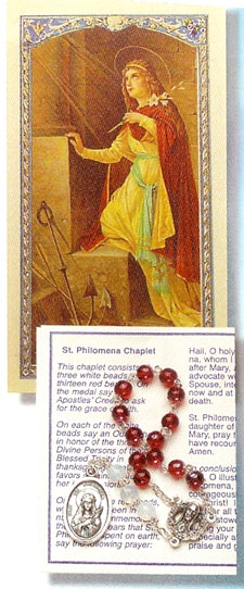 St Philomena Chaplet with Prayer Card