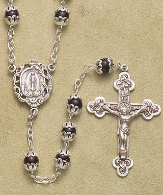 Black Glass Bead Double-Capped Rosary