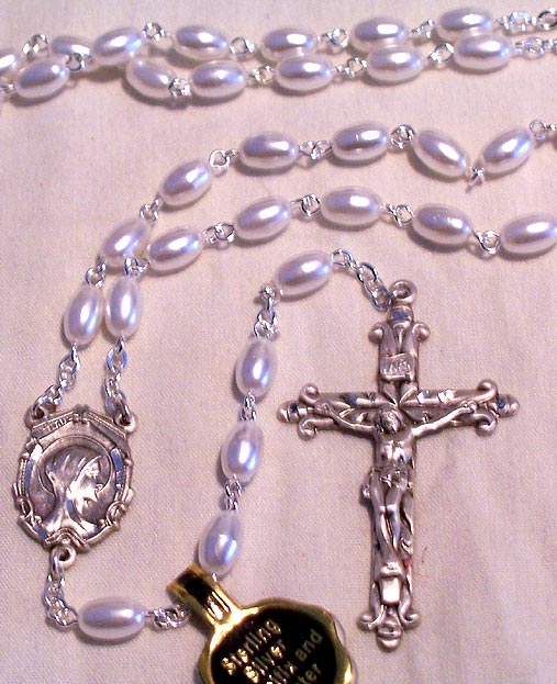7 mm Faux Pearl Bead Rosary